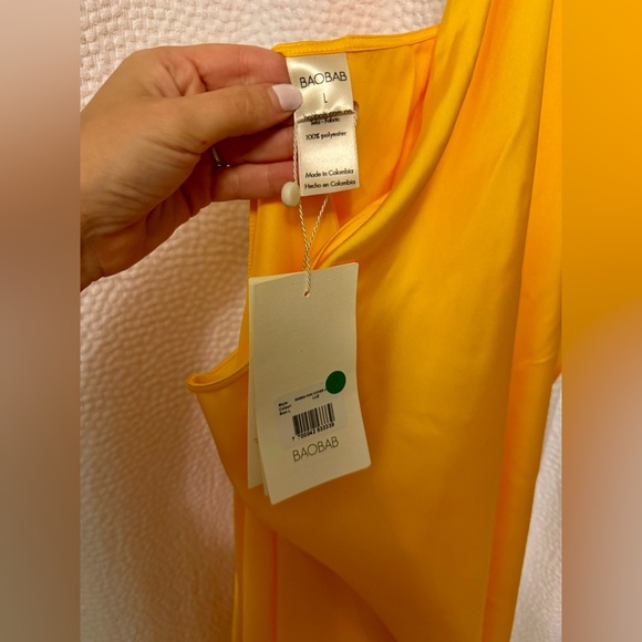 NWT Baobab Marea Luz Yellow One-Shoulder Side-Tie Mini Dress - Sz. L - Picture 10 of 12